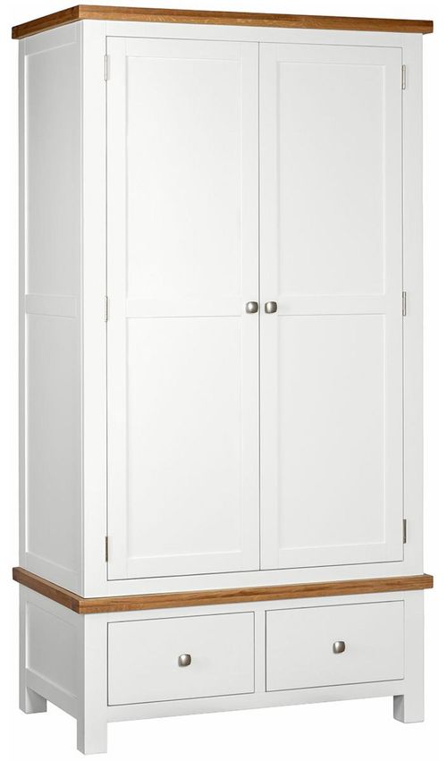 Lundy White Painted 2 Door 2 Drawer Double Wardrobe