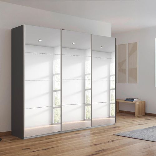 Rauch Kulmbach 203cm 3 Door Mirrored Sliding Wardrobe - Metallic Dark Grey