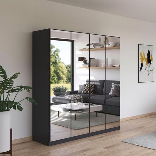 Rauch Reflect 181cm 4 Door Mirrored Wardrobe - Metallic Dark Grey