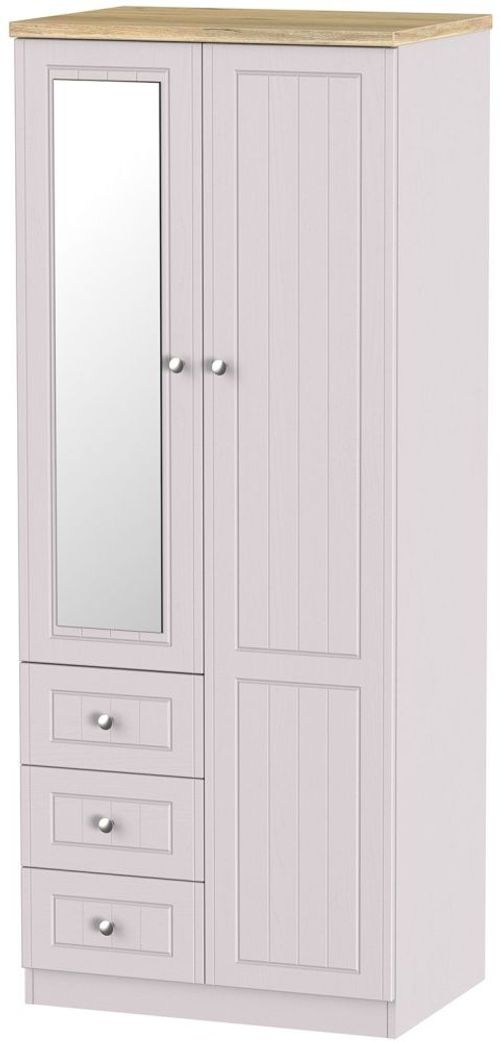 Vienna Cashmere 2 Door Combi Wardrobe - 1 Mirror RHF 3 Drawers