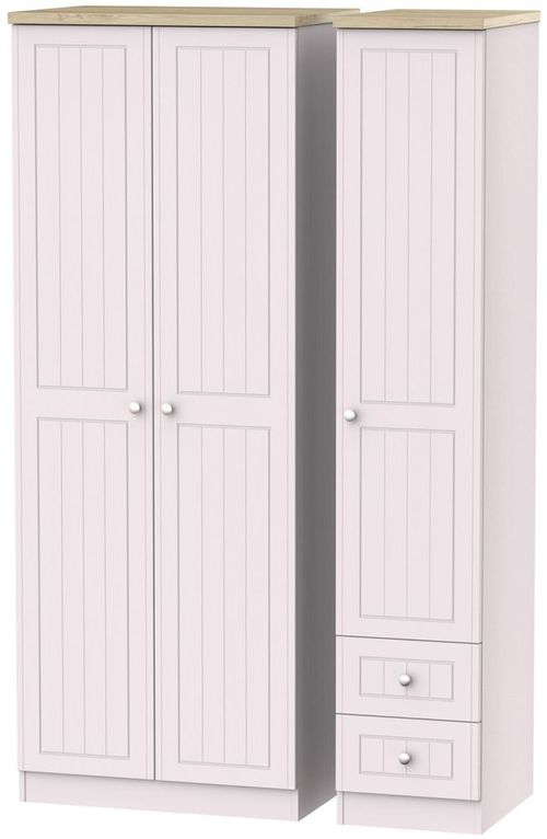 Vienna Cashmere 3 Door Tall Triple Wardrobe - RHF 2 Drawers