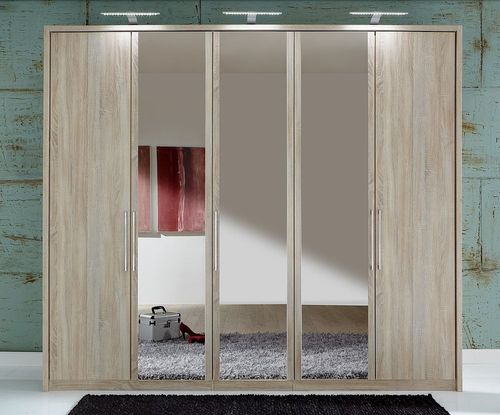 Wiemann Berlin 5 Door Mirror Wardrobe in Oak