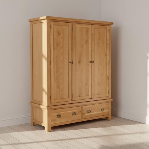 Salisbury Premium Wardrobe - 3 Door - 2 Drawer - Oak