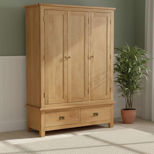 Salisbury Lite Wardrobe - 3 Door - 2 Drawer - Oak