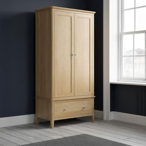 Bath Double Wardrobe - 2 Door - 1 Drawer - Oak