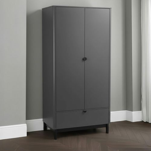 Chloe Double Wardrobe - 2 Door - 1 Drawer - Grey