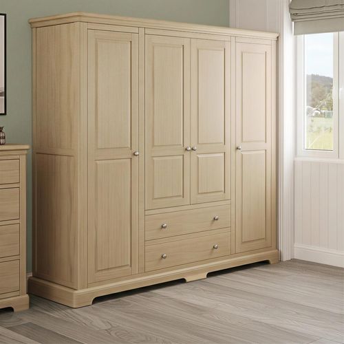 Cromwell Wardrobe - 4 Door - 2 Drawer - Oak