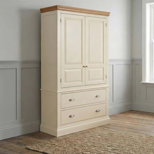 Versailles Wardrobe - 2 Door - 2 Drawer Double - Ivory Painted