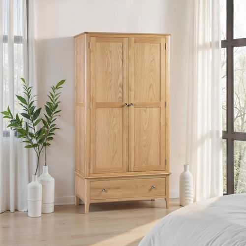 Cotswold Double Wardrobe - 2 Door - 1 Drawer - Oak
