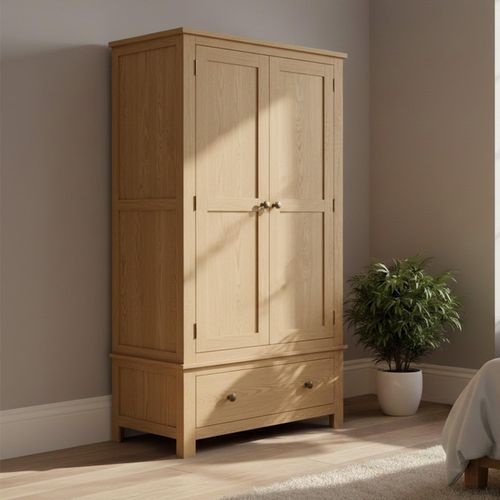 Curve Wardrobe - 2 Door - 2 Drawer - Oak