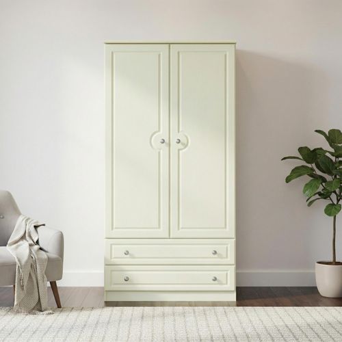 Pembroke Cream 2 Door 2 Drawer Double Wardrobe - H 182.4cm