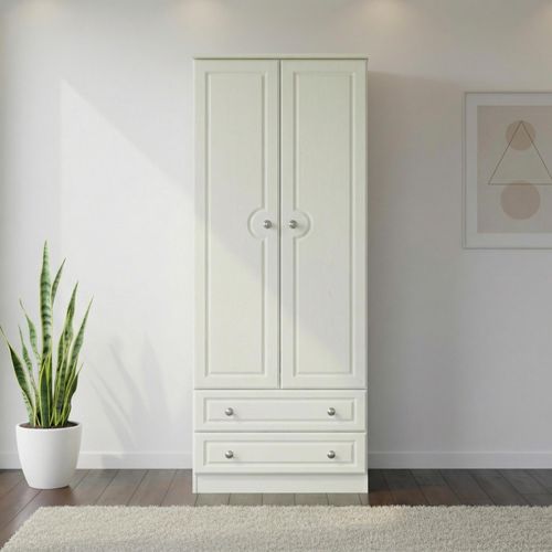 Pembroke Cream 2 Door 2 Drawer Tall Wardrobe
