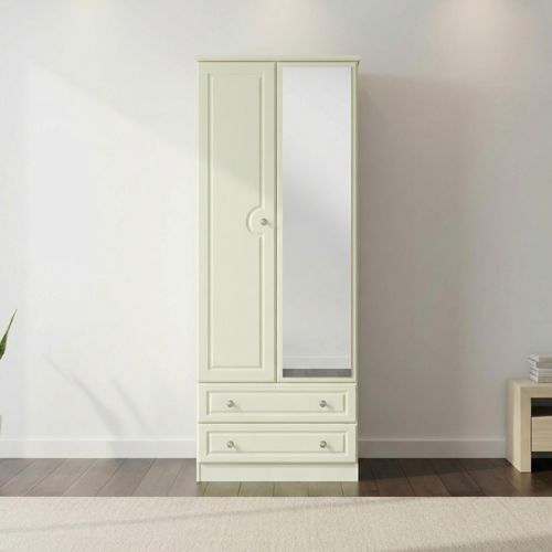 Pembroke Cream 2 Door Tall Combi Wardrobe - 1 Mirror