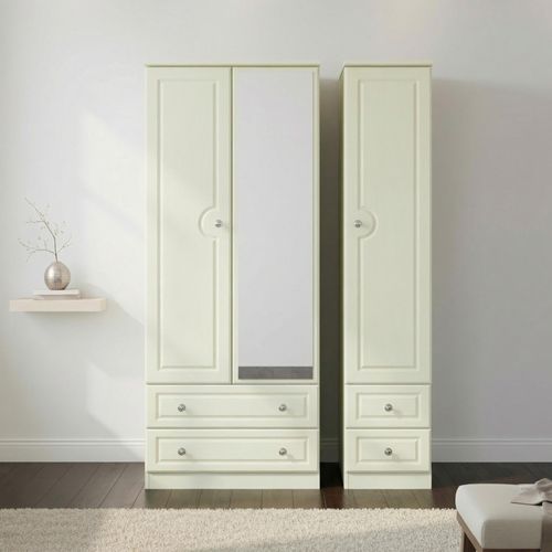 Pembroke Cream 3 Door Combi Wardrobe - 1 Mirror
