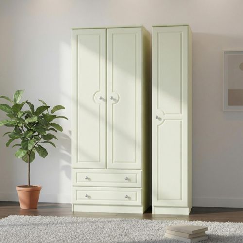 Pembroke Cream 3 Door Tall Triple Wardrobe - LHF 2 Drawers