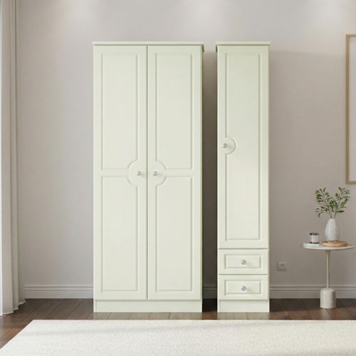 Pembroke Cream 3 Door Tall Triple Wardrobe - RHF 2 Drawers