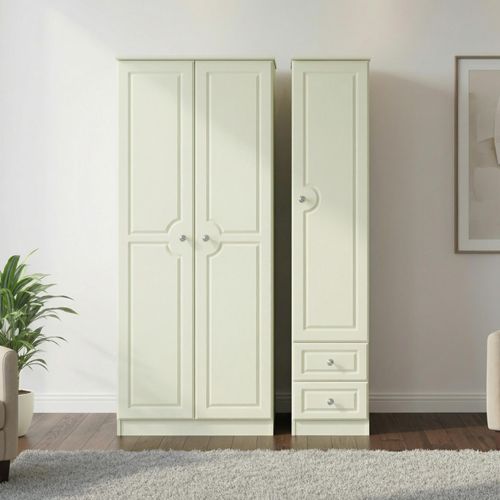 Pembroke Cream 3 Door Triple Wardrobe - RHF 2 Drawers