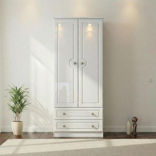 Pembroke White Gloss 2 Door 2 Drawer Double Wardrobe