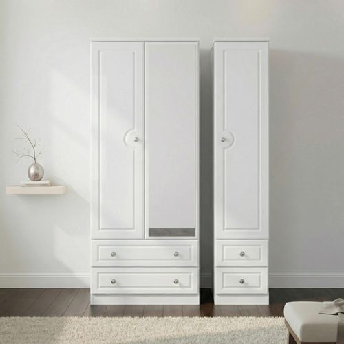 Pembroke White Gloss 3 Door Combi Wardrobe - 1 Mirror