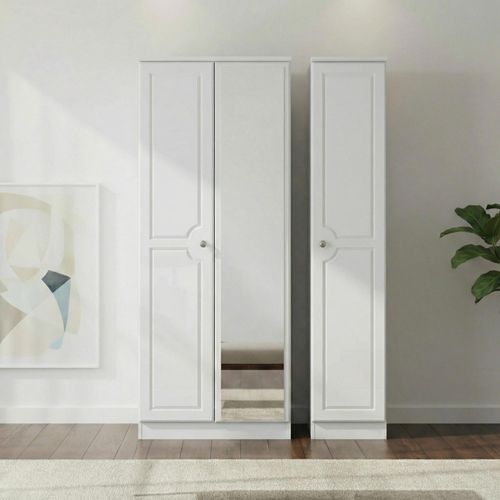 Pembroke White Gloss 3 Door Tall Triple Wardrobe - 1 Mirror