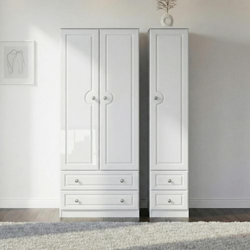 Pembroke White Gloss 3 Door Triple Wardrobe - 4 Drawers