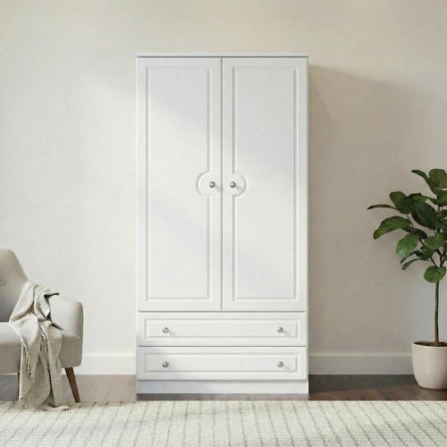 Pembroke White 2 Door 2 Drawer Double Wardrobe - H 182cm