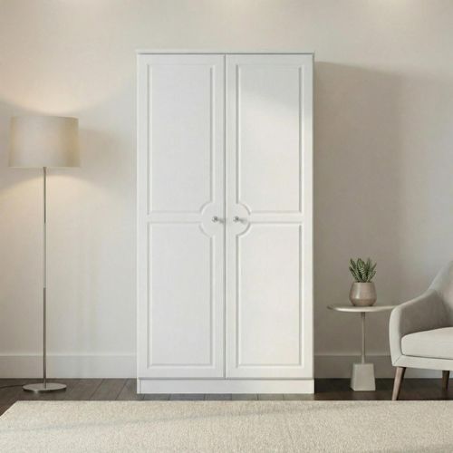 Pembroke White 2 Door Plain Wardrobe - H 182cm