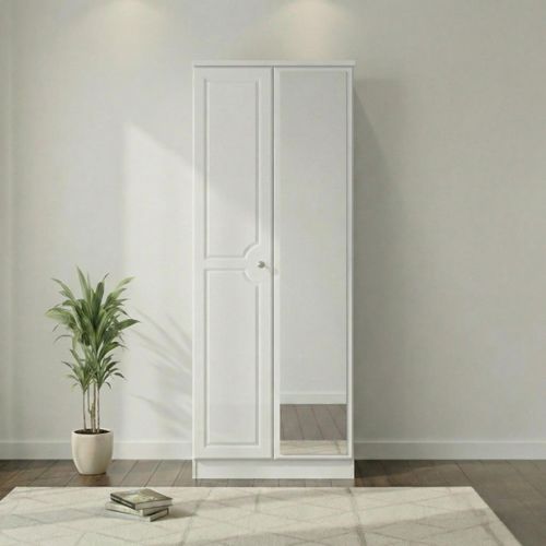 Pembroke White 2 Door Tall Wardrobe - 1 Mirror