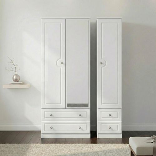 Pembroke White 3 Door Combi Wardrobe - 1 Mirror