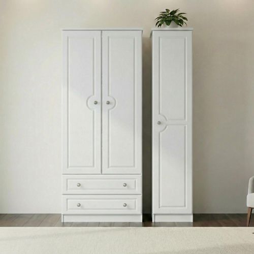 Pembroke White 3 Door Triple Wardrobe - LHF 2 Drawers