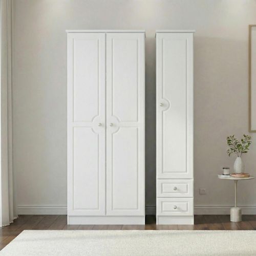 Pembroke White 3 Door Triple Wardrobe - RHF 2 Drawers