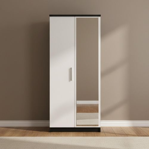 Knightsbridge Wardrobe - 2 Door - 1 Mirror - White Gloss and Black