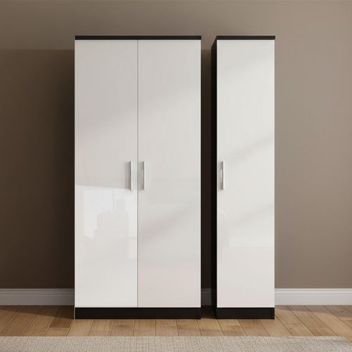Knightsbridge Wardrobe - 3 Door - Tall Triple - White Gloss and Black