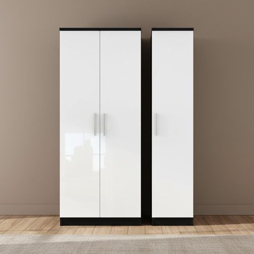 Knightsbridge Wardrobe - 3 Door - Triple - White Gloss and Black