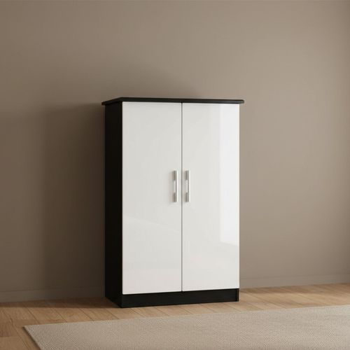 Knightsbridge Wardrobe - Midi - White Gloss and Black