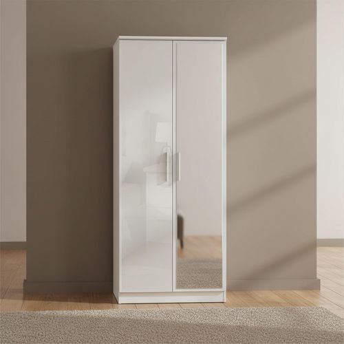 Knightsbridge Wardrobe - 2 Door - 1 Mirror - Tall - White Gloss