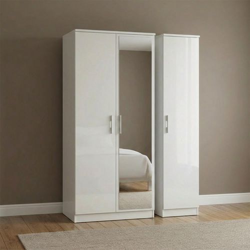 Knightsbridge Wardrobe - 3 Door - 1 Mirror - Triple - White Gloss