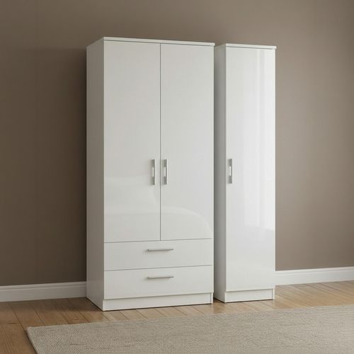 Knightsbridge Wardrobe - 3 Door - LHF 2 Drawer - Triple - White Gloss
