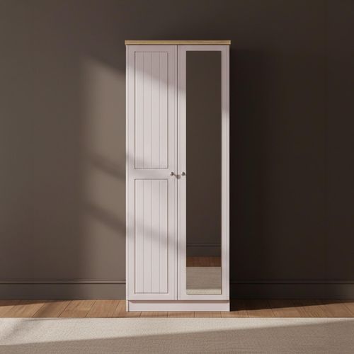 Vienna Wardrobe - 2 Door - 1 Mirror - Tall - Cashmere
