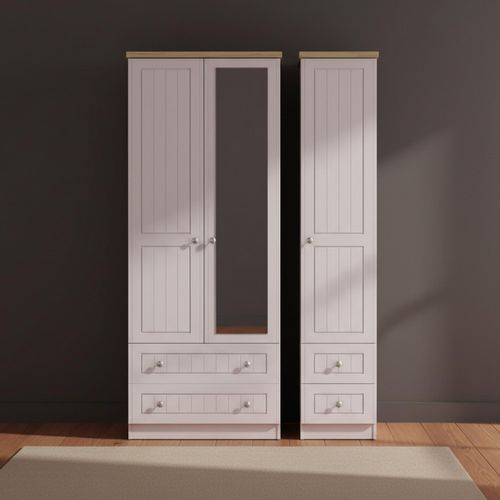 Vienna Wardrobe - 3 Door - 1 Mirror - Combi - Cashmere