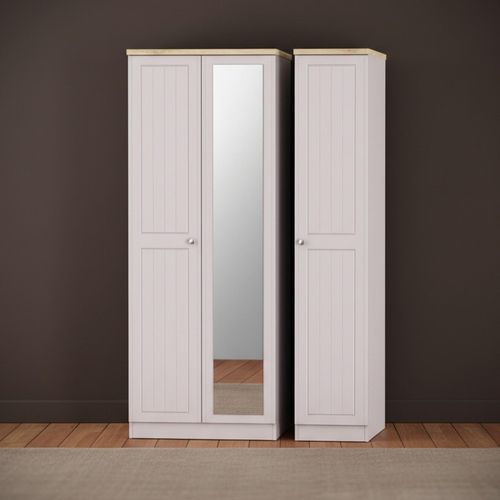 Vienna Wardrobe - 3 Door - 1 Mirror - Tall - Triple - Cashmere