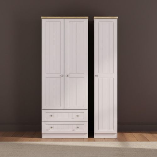 Vienna Wardrobe - 3 Door - LHF 2 Drawers - Tall - Triple - Cashmere