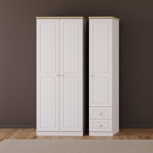Vienna Wardrobe - 3 Door - RHF 2 Drawers - Triple - Cashmere