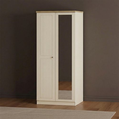 Vienna Wardrobe - 2 Door - 1 Mirror - Cream