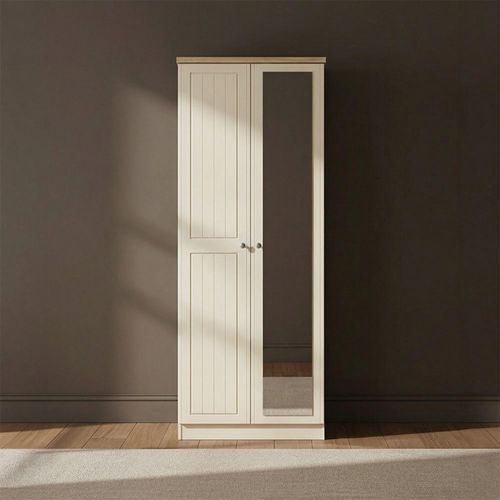 Vienna Wardrobe - 2 Door - Tall - 1 Mirror - Cream