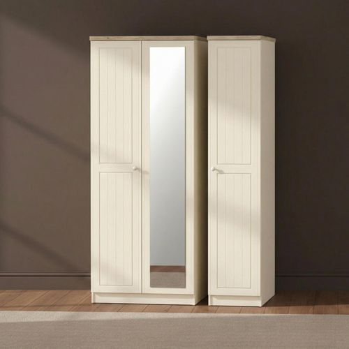 Vienna Wardrobe - 3 Door - 1 Mirror - Triple - Cream