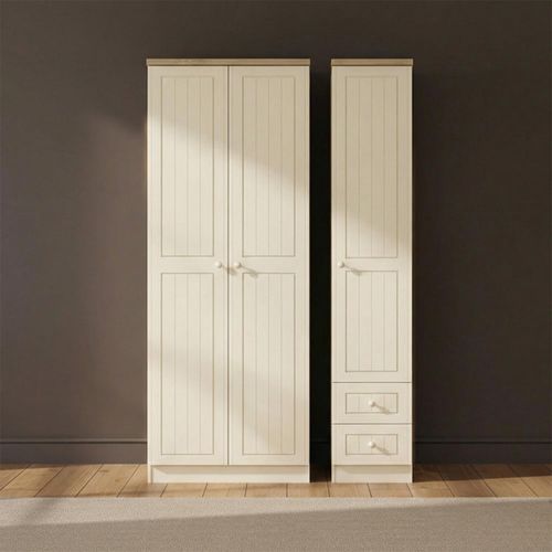 Vienna Wardrobe - 3 Door - RHF 2 Drawers - Tall - Triple - Cream