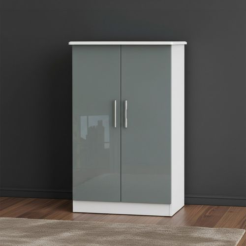 Knightsbridge Wardrobe - Midi - Grey Gloss and White