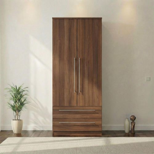 Sherwood Double Wardrobe - 2 Door - 2 Drawer - Walnut