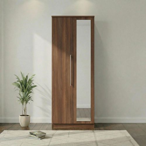 Sherwood Wardrobe - 2 Door - 1 Mirror - Tall - Walnut